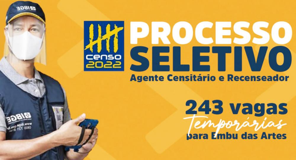 Censo do IBGE abre processo seletivo para Embu das Artes; Saiba mais!