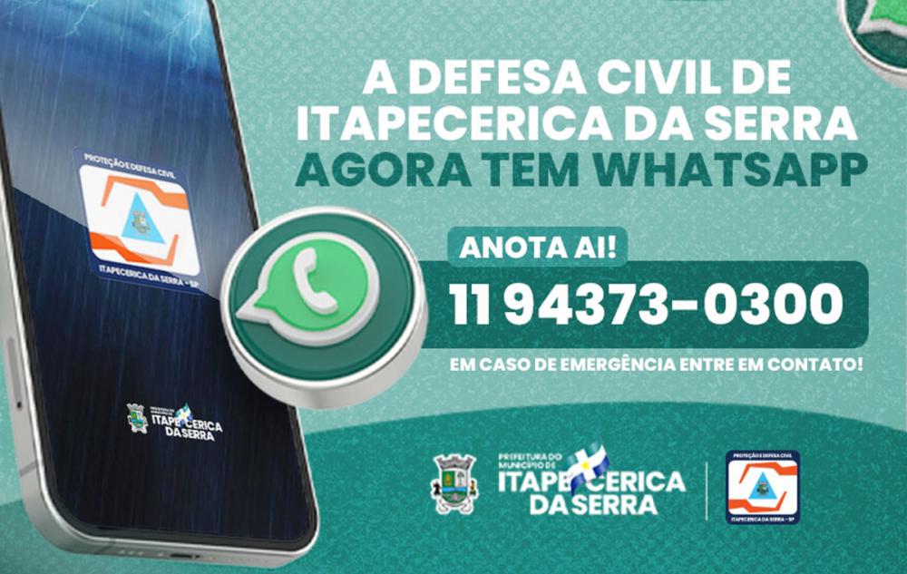 Defesa Civil de Itapecerica da Serra lança serviço via Whatsapp para situação de emergência