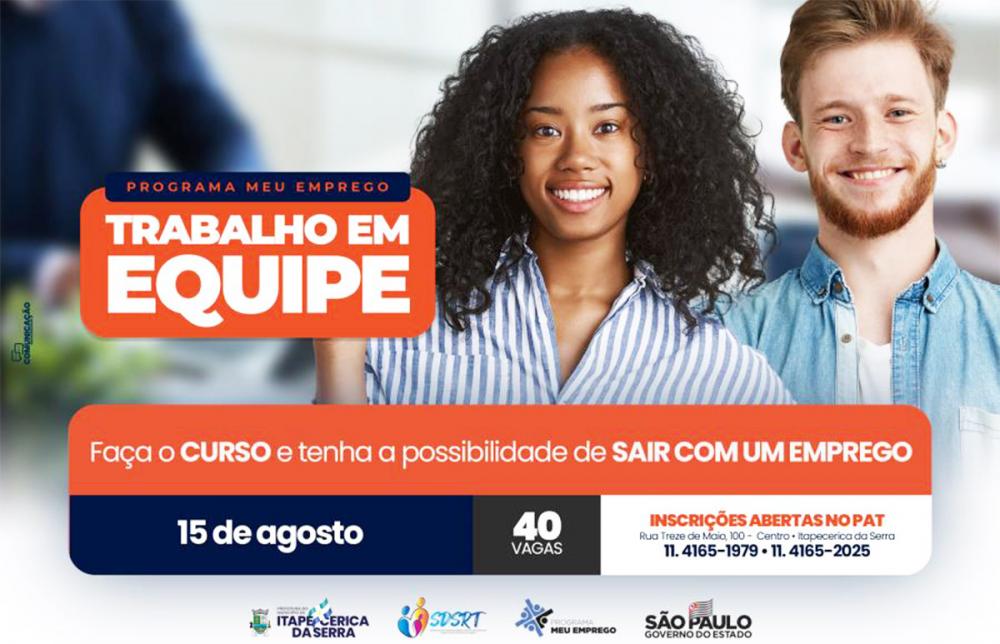 Prefeitura de Itapecerica da Serra abre inscrições para o “Meu Emprego – Trabalho em Equipe”