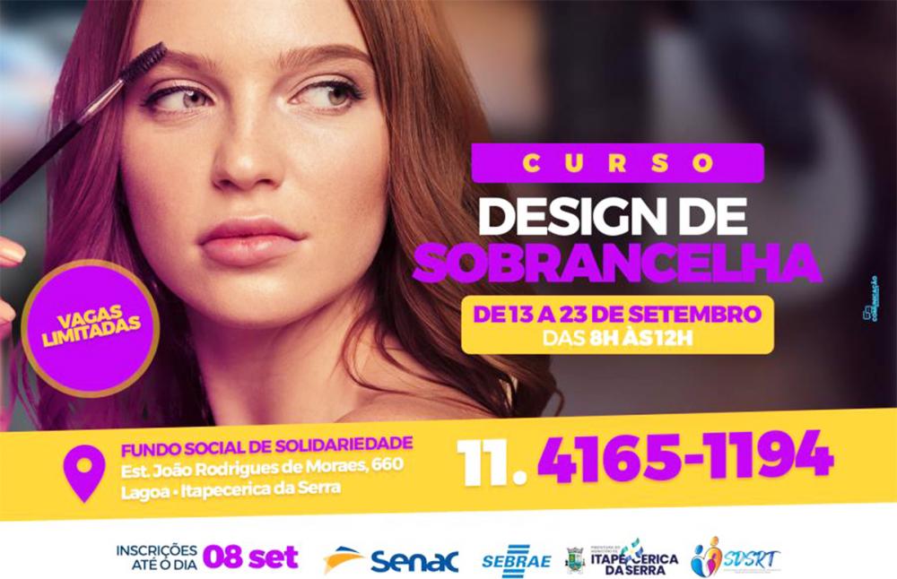 Curso gratuito de Design de Sobrancelha em Itapecerica da Serra; saiba mais!