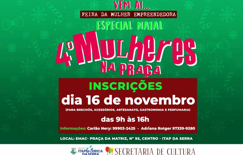 Itapecerica da Serra abre inscrições para “Mulheres na Praça, Especial de Natal” dia 16/11