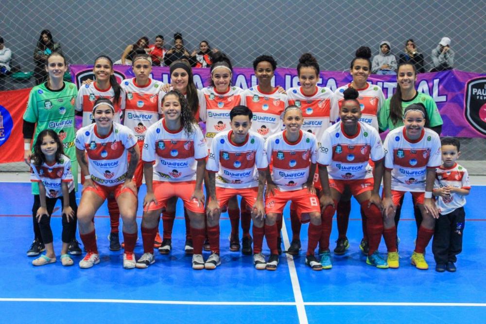 A equipe de futsal feminino do CATS venceu por 8x3 o Desportivo Mogiano na segunda rodada da Liga Paulista. Foto: Vinícius Souza/enviada pela PMTS