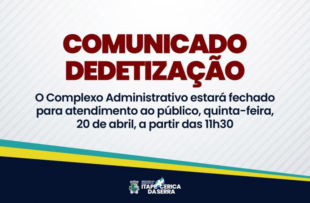  Prefeitura de Itapecerica da Serra terá expediente reduzido na quinta-feira, 20, devido à dedetização