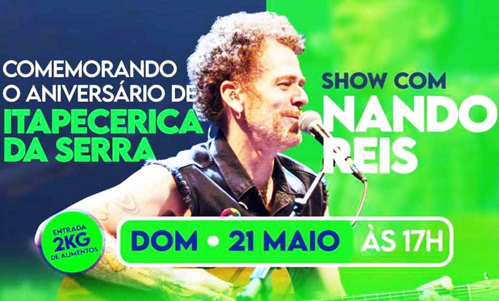 Itapecerica da Serra realizará um grande show com o cantor Nando Reis