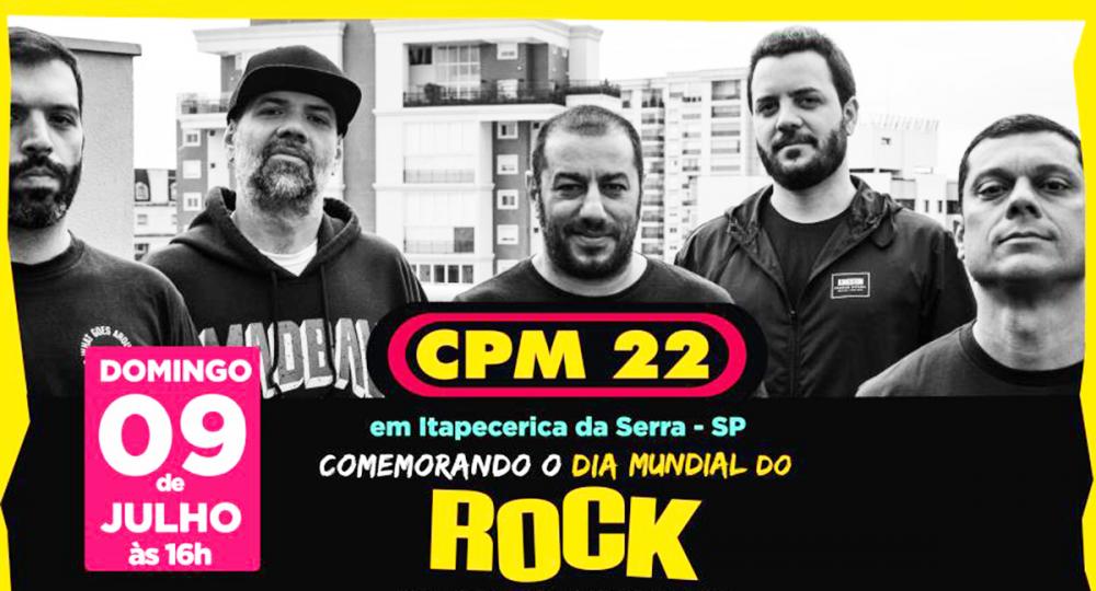 Show com CPM22 comemorando o Dia Mundial do Rock será no domingo, 9, em Itapecerica da Serra