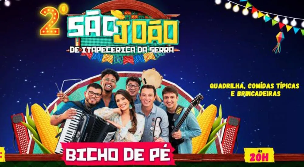 Itapecerica da Serra realiza o 2º São João com Show da banda Bicho de Pé dia 1º de junho