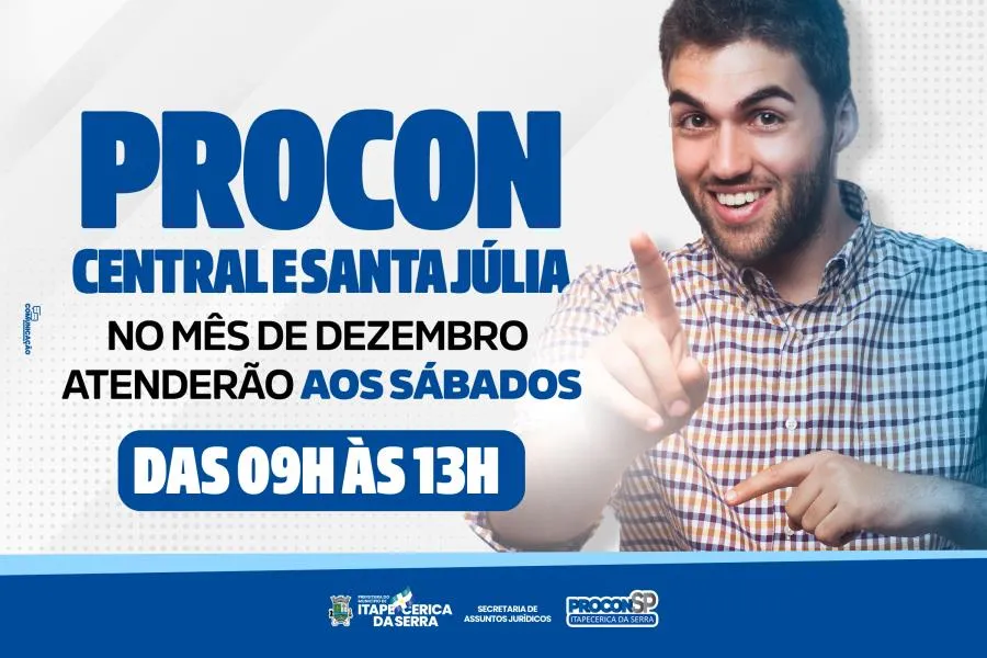 Itapecerica da Serra: Procon informa que funcionará aos sábados neste mês de dezembro