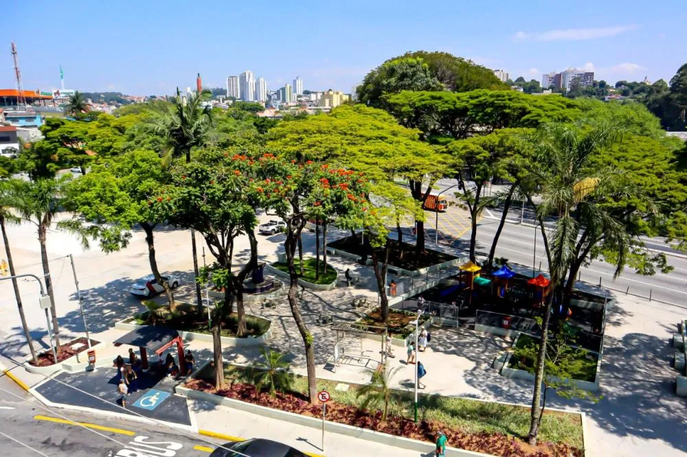 Telão exibirá jogos da Copa do Mundo na Praça Nicola Vivilechio, em Taboão da Serra. Foto: PMTS