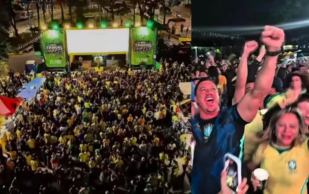 Praça de Taboão da Serra lota na estreia do Brasil na Copa do Mundo 2026
