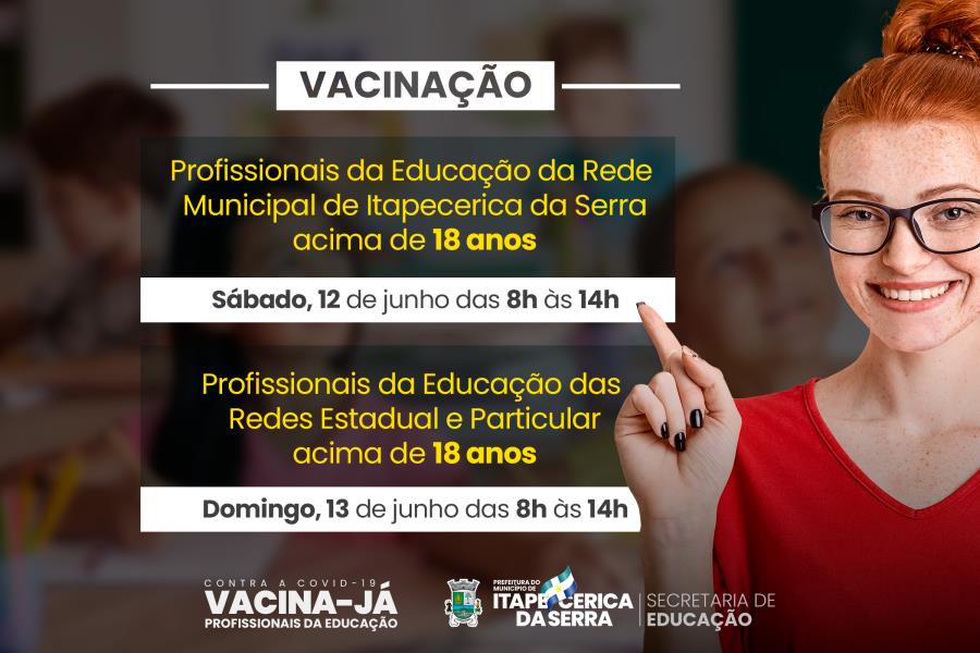 Itapecerica da Serra: profissionais da educação serão vacinados contra Covid neste final de semana