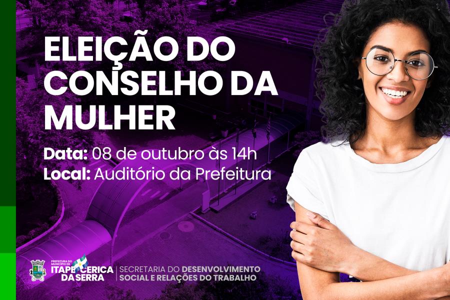 Itapecerica da Serra: Eleição do Conselho da Mulher acontece dia 8 de outubro; Participe!