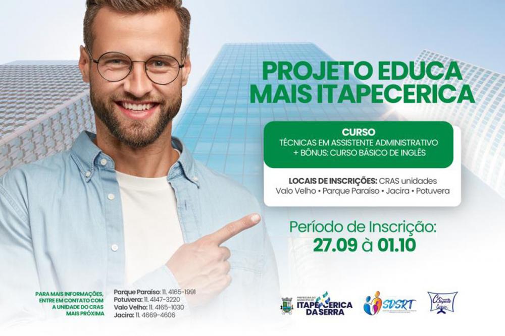 Itapecerica da Serra: Prefeitura oferece curso de Assistente Administrativo; Saiba mais!